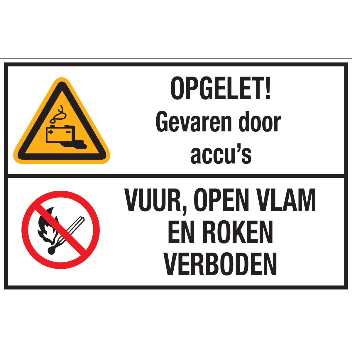 Bild der Kategorie Gevaar accu's - Open Vuur Verboden