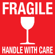 Sticker op rol "Fragile - Handle with care"