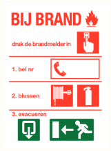 Richtlijnen bij brand 3 NL (bordje)