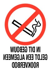 Sticker met pictogram en tekst In dit gebouw geldt een algemeen rookverbod (Raamsticker)