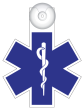 Ambulanciemedewerker op bezoek (bordje)