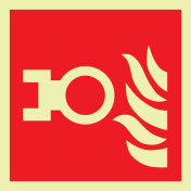Fotoluminescerend bord met pictogram van een aansluitpunt droge blusleiding NEN 3011