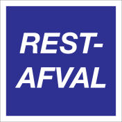 Blauw bord met tekst voor het scheiden van restafval