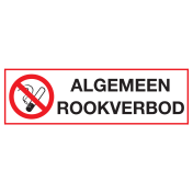 Bord met pictogram en tekst algemeen rookverbod