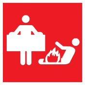 Bord met pictogram van een branddeken