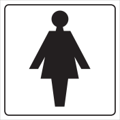 Bord met pictogram voor aanduiden ruimte voor dames wit