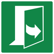 Bord met pictogram nooduitgang trekken linkerklant ISO 7010