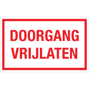 Bord Doorgang Vrijlaten - wit tekstbord met rode tekst