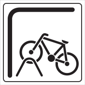 Wit bord met pictogram voor het aanduiden van een fietsenstalling
