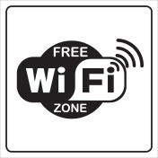 Wit bord met pictogram voor het aanduiden van een gratis wifi zone