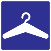 Blauw bord met pictogram voor het aanduiden van een garderobe