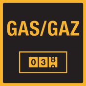 Bordje met pictogram voor aanduiding van de gasmeter