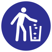 Blauw bord met pictogram om aan te duiden dat gebruik van de vuilnisbak verplicht is - ISO7010 - M030