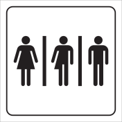 Bord met pictogram Dames, Heren en Genderneutraal