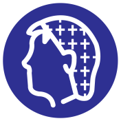 Blauw bord met pictogram om aan te duiden dat een haarnet verplicht is