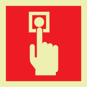 Fotoluminescerend bord met pictogram van een handbrandmelder