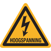 Bord met pictogram "Waarschuwing Hoogspanning" - ISO 7010 - W012
