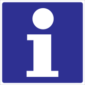 Blauw bord met pictogram voor aanduiden ruimte met informatie