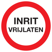 Bord met tekst inrit vrijlaten
