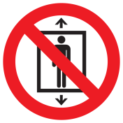 Bord met pictogram lift verboden voor personen