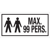 Bord Maximaal 99 Personen - wit tekstbord met rode tekst