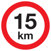 Bord met pictogram maximale snelheid 15km