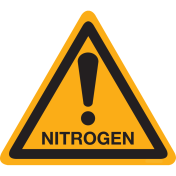 Bord met pictogram "Let op, Nitrogen"