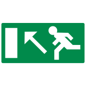 Sticker met pictogram nooduitgang links omhoog