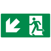 Bord met pictogram nooduitgang trap af links ISO 7010