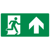 Bord met pictogram nooduitgang rechtdoor ISO 7010 (pijl rechts)
