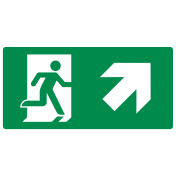 Bord met pictogram nooduitgang rechts omhoog ISO 7010