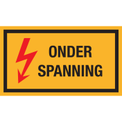 Bord met pictogram en tekst "Onder Spanning"