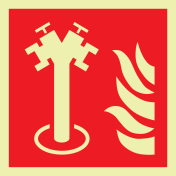 Fotoluminscerend bord met pictogram van een ondergrondse brandkraan