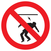 Bord met pictogram opgepast elektriciteit 