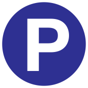 Blauw bord met pictogram om een parkeerplaats aan te duiden