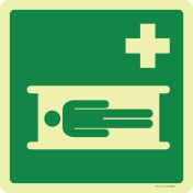 Fotoluminescerend bord met pictogram brancard ISO 7010
