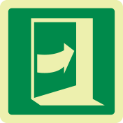 Fotoluminescerend bord met pictogram nooduitgang duwen rechterkant ISO 7010