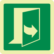 Fotoluminescerend bord met pictogram nooduitgang trekken links ISO 7010