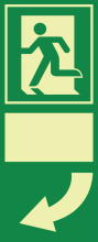 Fotoluminescerend aluminium bord voor deurklink nooduitgang naar links draaiend