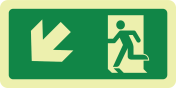 Fotoluminescerend bord met pictogram nooduitgang links omlaag ISO 7010