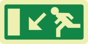 Fotoluminescerend bord met pictogram nooduitgang links omlaag