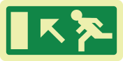 Fotoluminescerend bord met pictogram nooduitgang links omhoog