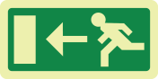 Fotoluminescerend bord met pictogram nooduitgang links