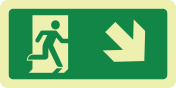 Fotoluminescerend bord met pictogram nooduitgang rechts omlaag ISO 7010