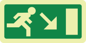 Fotoluminescerend bord met pictogram nooduitgang rechts omlaag