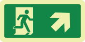 Fotoluminescerend bord met pictogram nooduitgang rechts omhoog ISO 7010