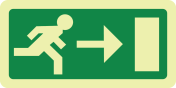 Fotoluminescerend bord met pictogram nooduitgang rechts