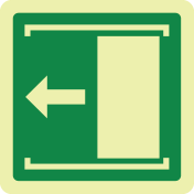 Fotoluminescerend bord met pictogram schuifdeur links ISO 7010