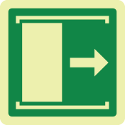 Fotoluminescerend bord met pictogram schuifdeur rechts ISO 7010