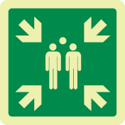 Fotoluminescerend bord met pictogram verzamelplaats ISO 7010